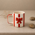Ceramic Coffee Mug with Red Bow Design,