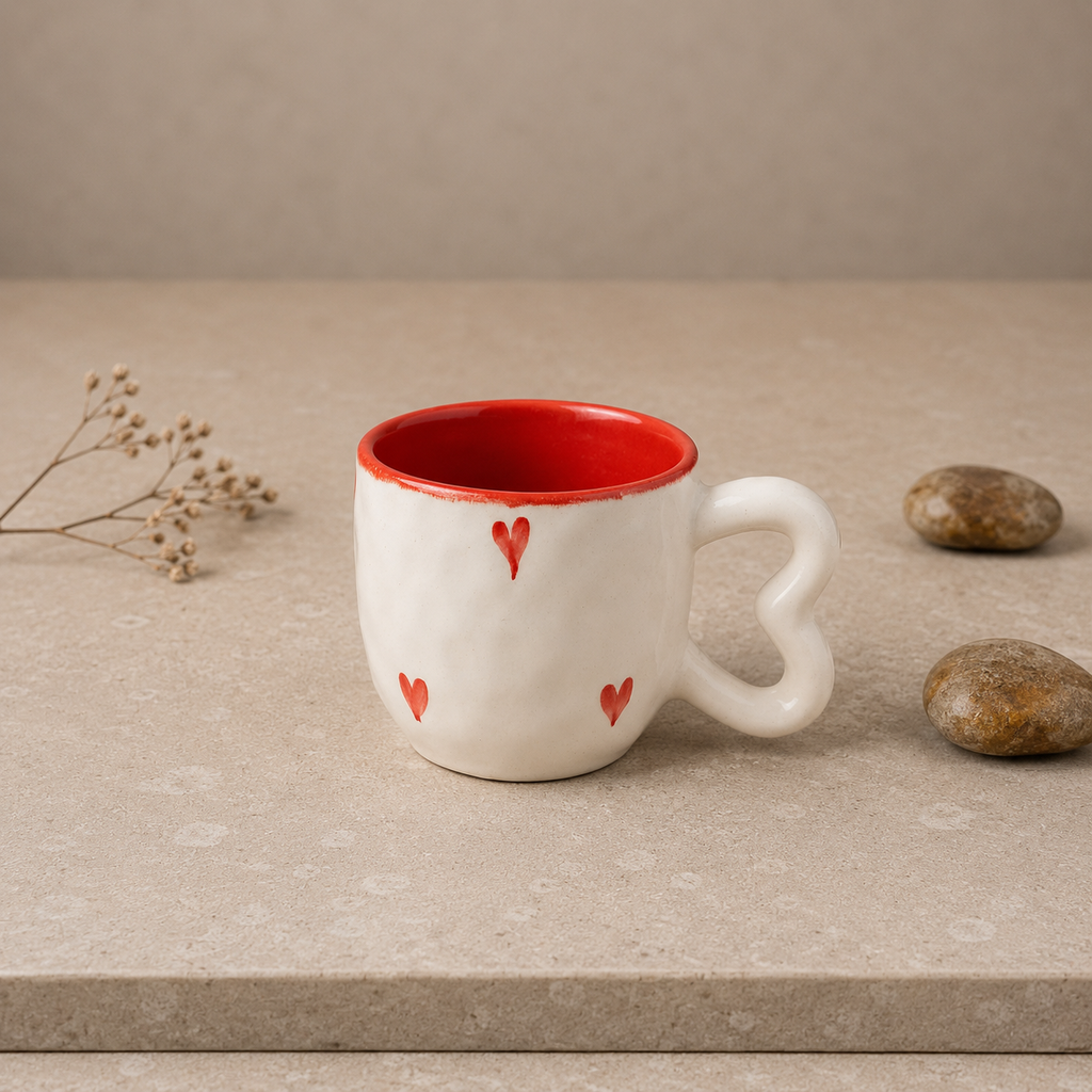 Cute Ceramic Coffee Mug with Heart Design