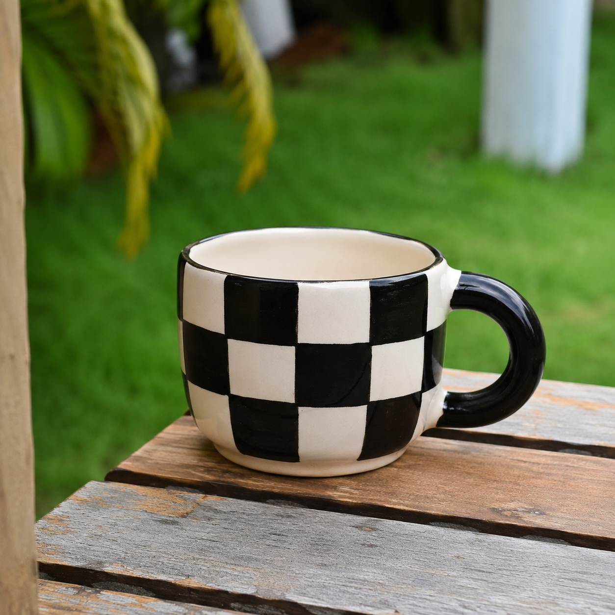 Black & White Checkerboard Ceramic Coffee Mug