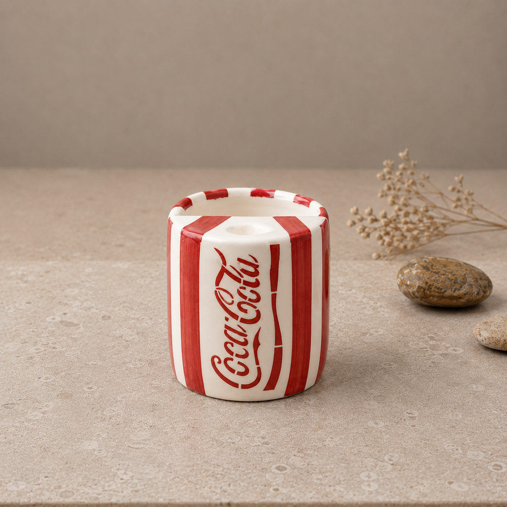 Coca-Cola Cup  with Red Lettering & Stripe Design