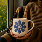 White Ceramic Blue Flower Mug – Hand-Painted Floral Coffee & Tea Cup