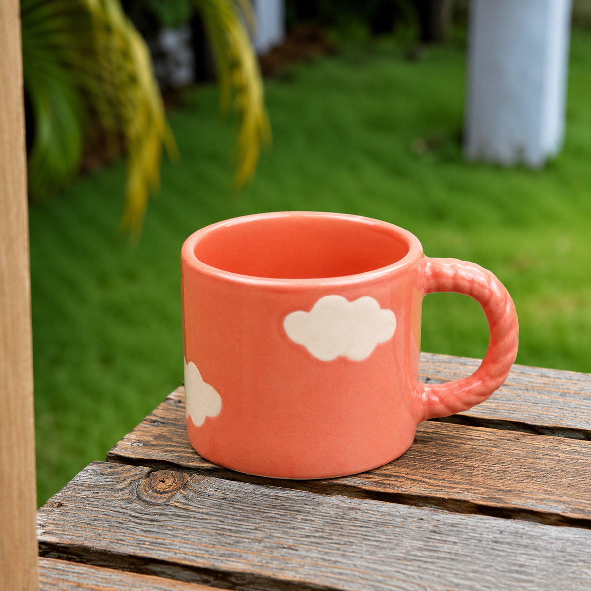 Coral Pink Ceramic Mug with Flower Design – Cute Aesthetic Coffee Cup for Tea, Coffee & Home