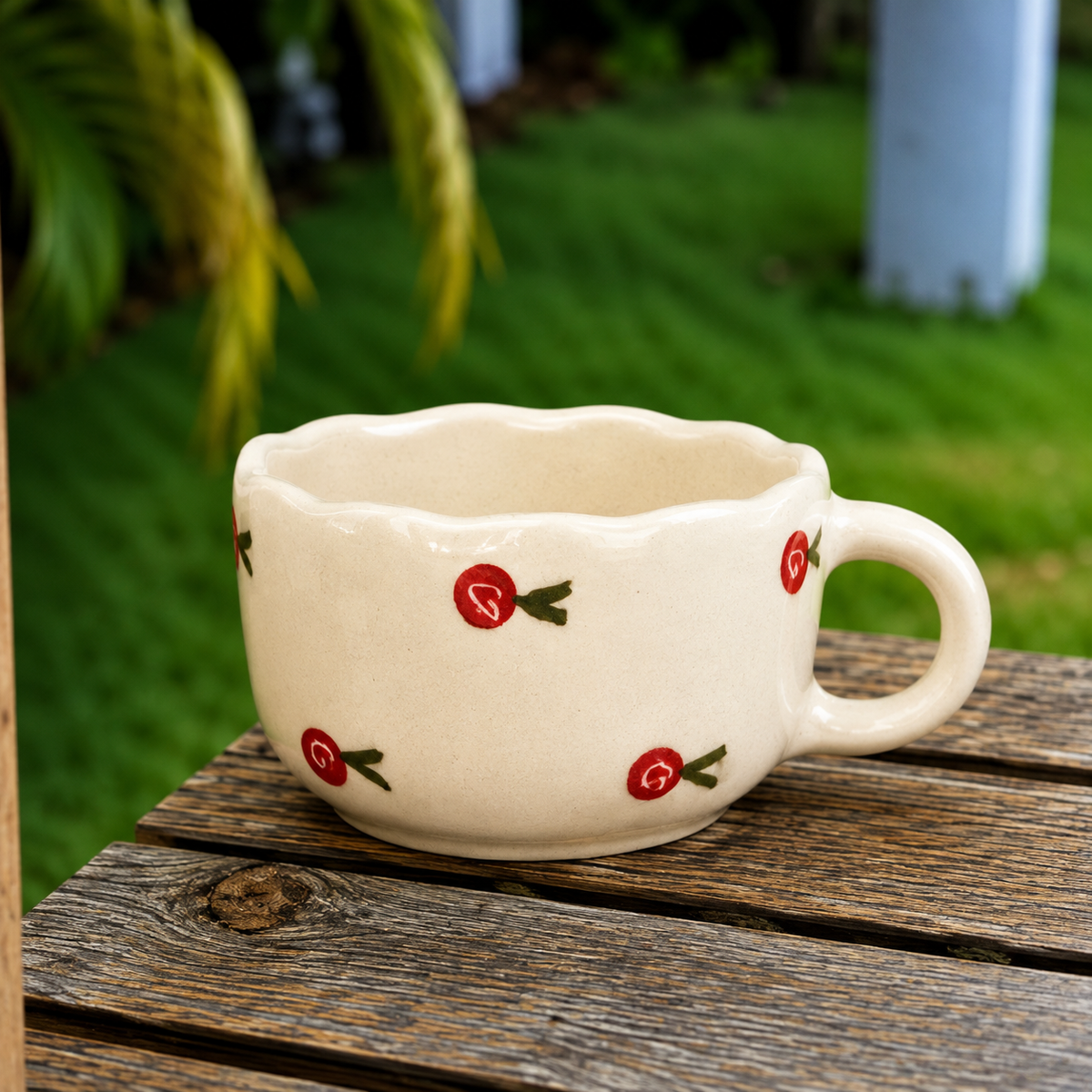 White Ceramic Strawberry Mug – Cute Fruit Design Coffee Cup for Tea & Beverages