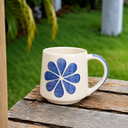 White Ceramic Blue Flower Mug – Hand-Painted Floral Coffee & Tea Cup