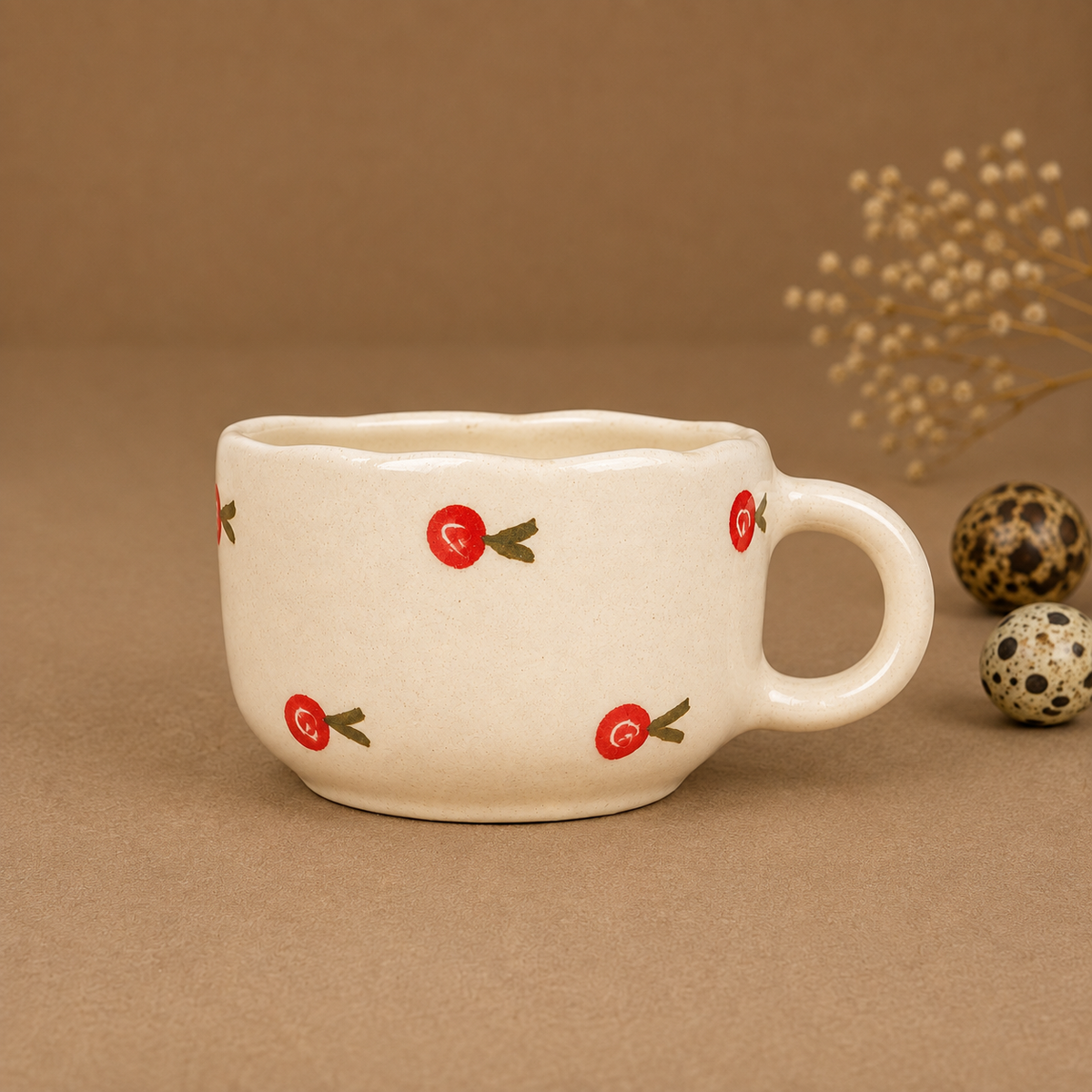 White Ceramic Strawberry Mug – Cute Fruit Design Coffee Cup for Tea & Beverages