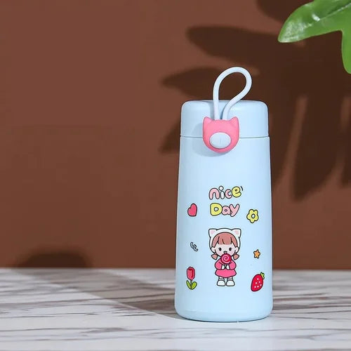 Cute Cartoon Kids Water Bottle with Strap – BPA-Free Leakproof Reusable Bottle for School & Travel