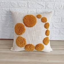 Mustard Pom-Pom Textured Cushion Cover Set – Boho Decorative Throw Pillows Cover Set for Sofa, Living Room & Bedroom (Pack of 2)