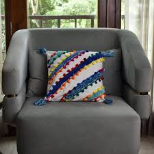 Multicolor Boho Tufted Cushion Cover Set with Tassels – Decorative Throw Pillow Covers for Sofa, Living Room & Bedroom (Pack of 2)