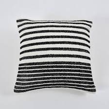 Black & White Striped Cushion Cover Set – Modern Woven Decorative Throw Pillows Cover Set for Sofa, Living Room & Bedroom (Pack of 2)