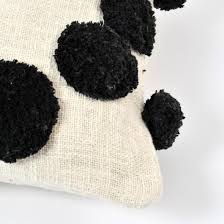 Black Polka Dot Tufted Cushion Cover Set – Beige Decorative Throw Pillow Covers for Sofa, Couch & Bedroom, Soft Textured Boho Home Décor (Pack of 2)
