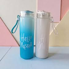 Hello Master Frosted Glass Water Bottle 7.5 Inch – Reusable Leak-Proof Glass Bottle with Strap