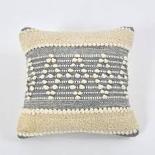 Grey & Cream Boho Textured Cushion Cover Set – Tufted Decorative Throw Pillows Cover Set for Sofa, Living Room & Bedroom (Pack of 2)