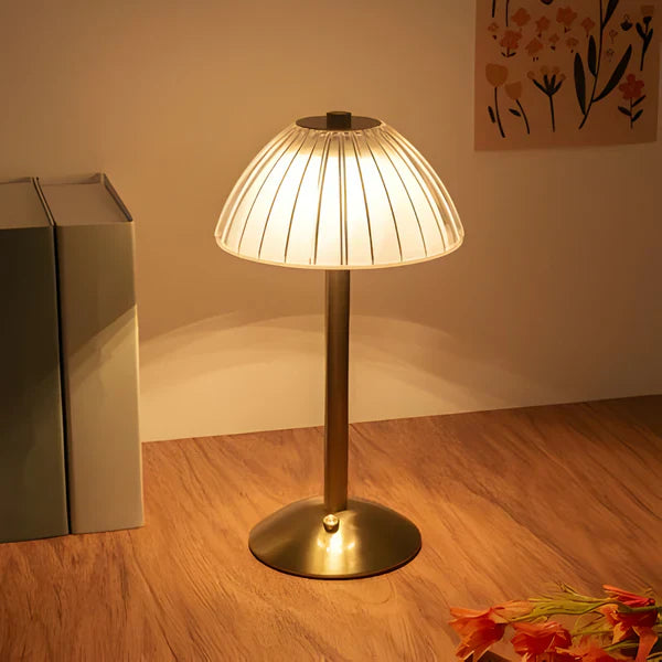 Ribbed Dome Shade Warm Ambient LED Desk Lamp