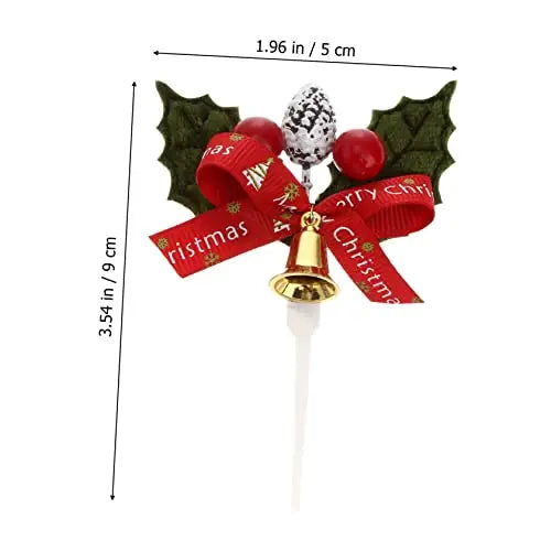 Set of 6 Christmas Wreath & Holly Berry Cake Toppers | Festive Holiday Cupcake Decorations