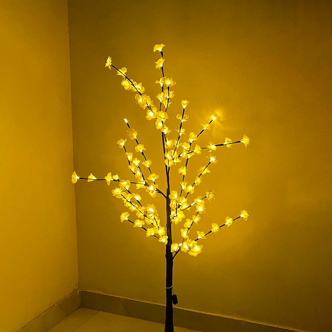 5 Feet White LED Cherry Blossom Tree Light – 120 LED Decorative Standing Lamp