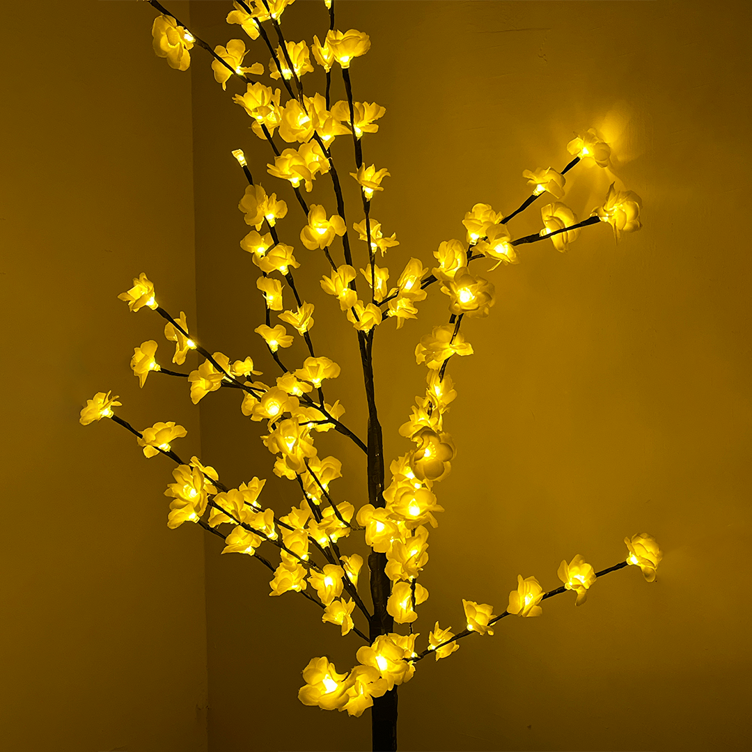 5 Feet White LED Cherry Blossom Tree Light – 120 LED Decorative Standing Lamp