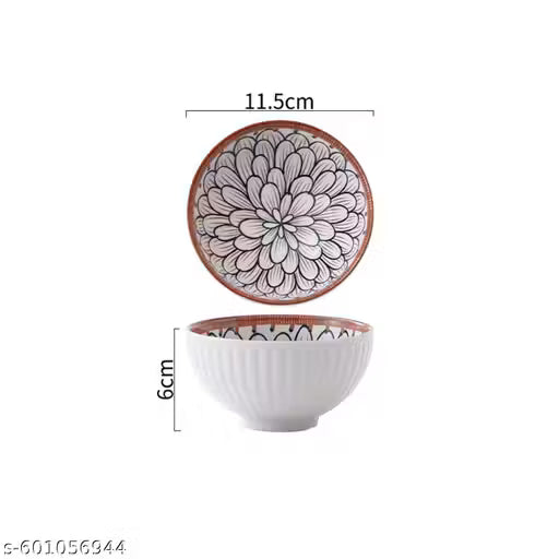 Blue & White Ceramic Bowl Set of Floral Pattern Serving & Snack Bowls