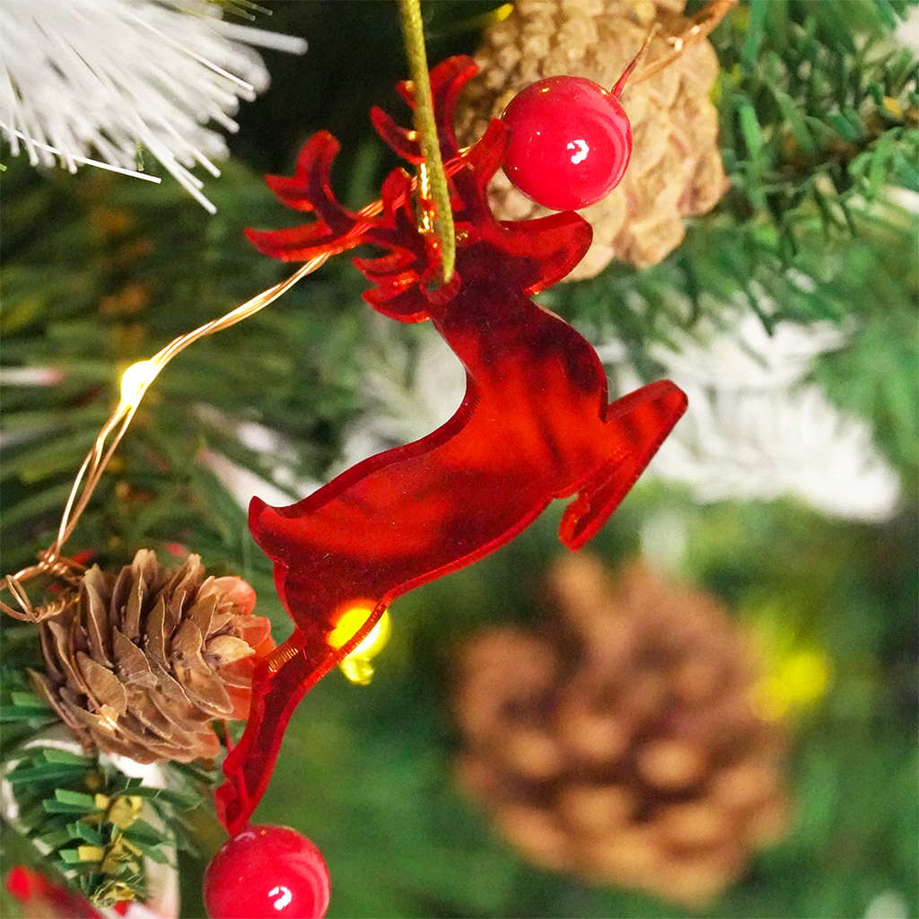 Red Deer designed Christmas Decoration Ornaments- Set of 2