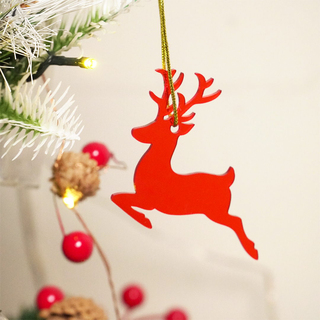 Red Deer designed Christmas Decoration Ornaments- Set of 2