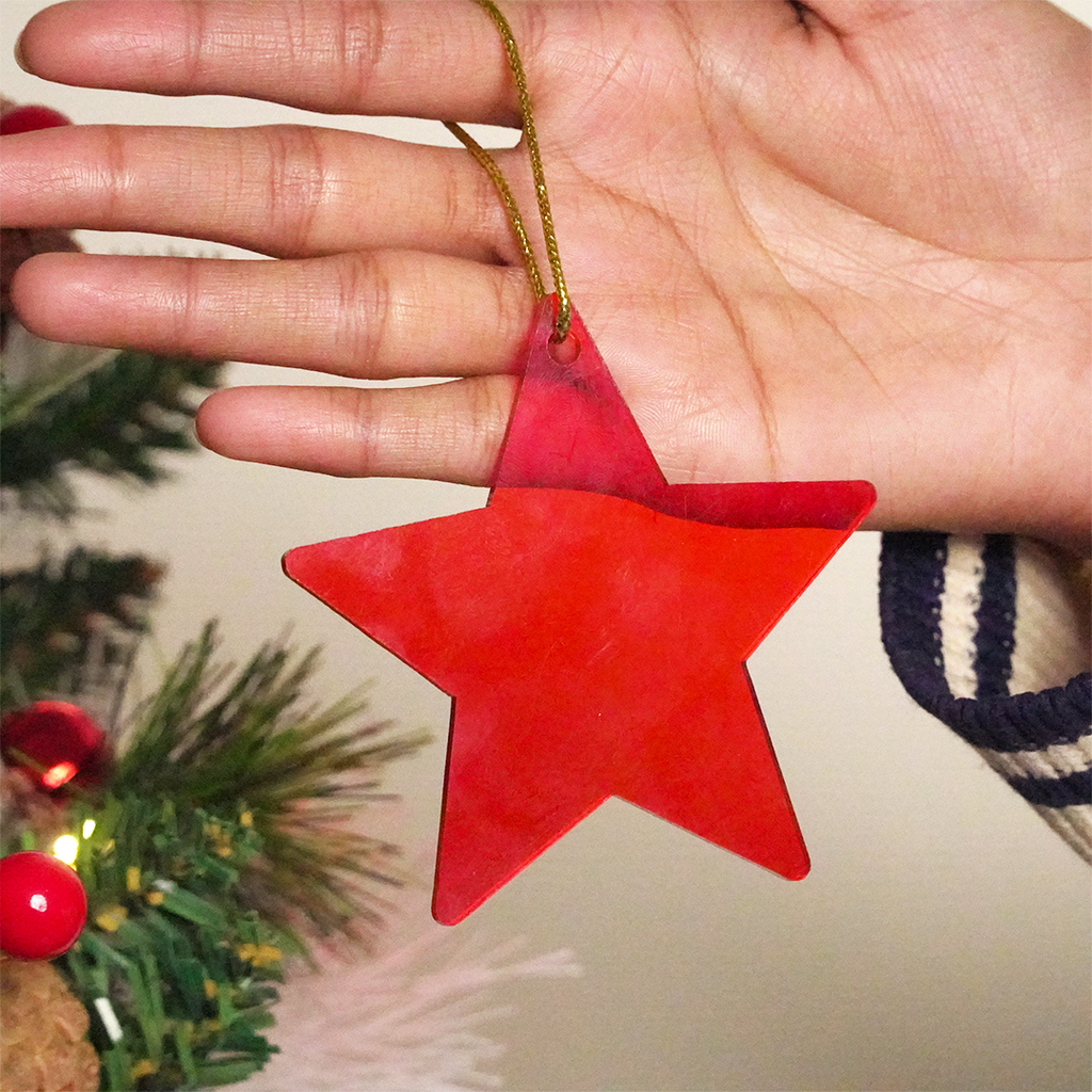 Red Star designed Christmas Decoration Ornaments- Set of 2