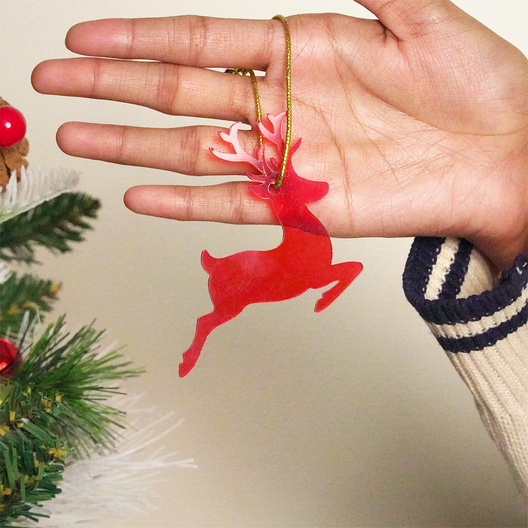 Red Deer designed Christmas Decoration Ornaments- Set of 2