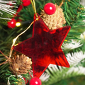 Red Star designed Christmas Decoration Ornaments- Set of 2