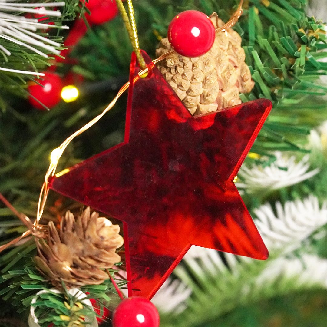 Red Star designed Christmas Decoration Ornaments- Set of 2