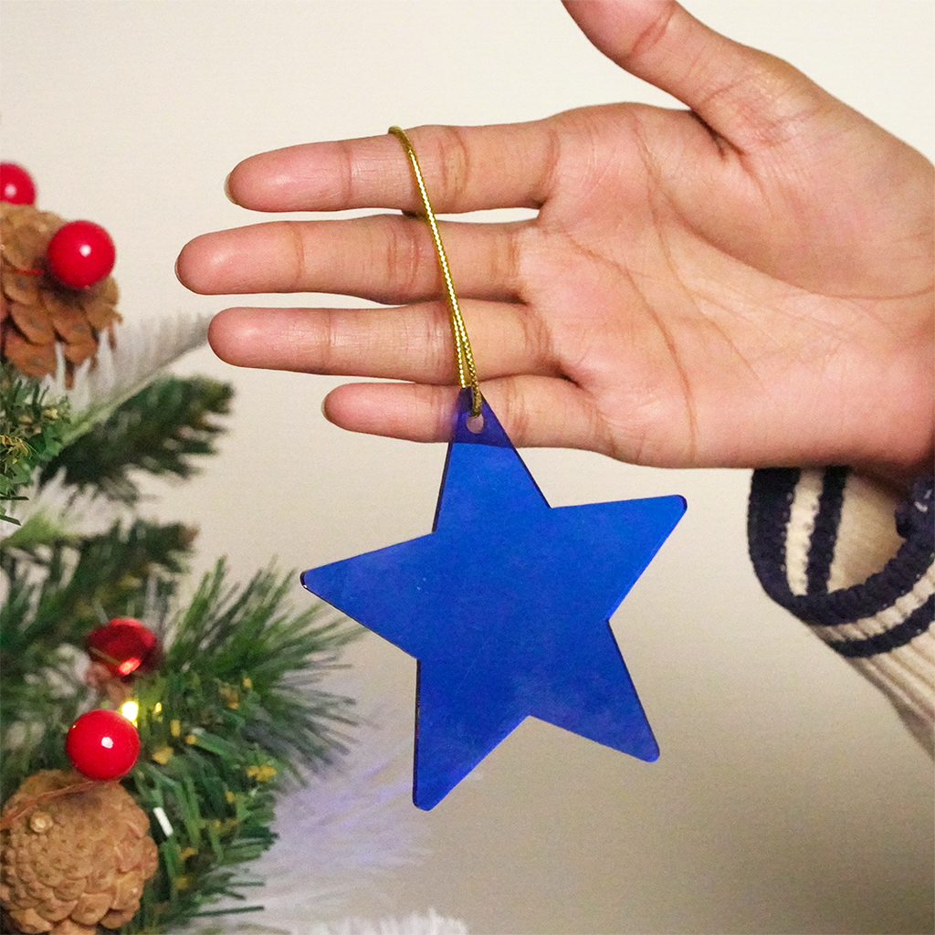 Blue Star designed Christmas Decoration Ornaments- Set of 2