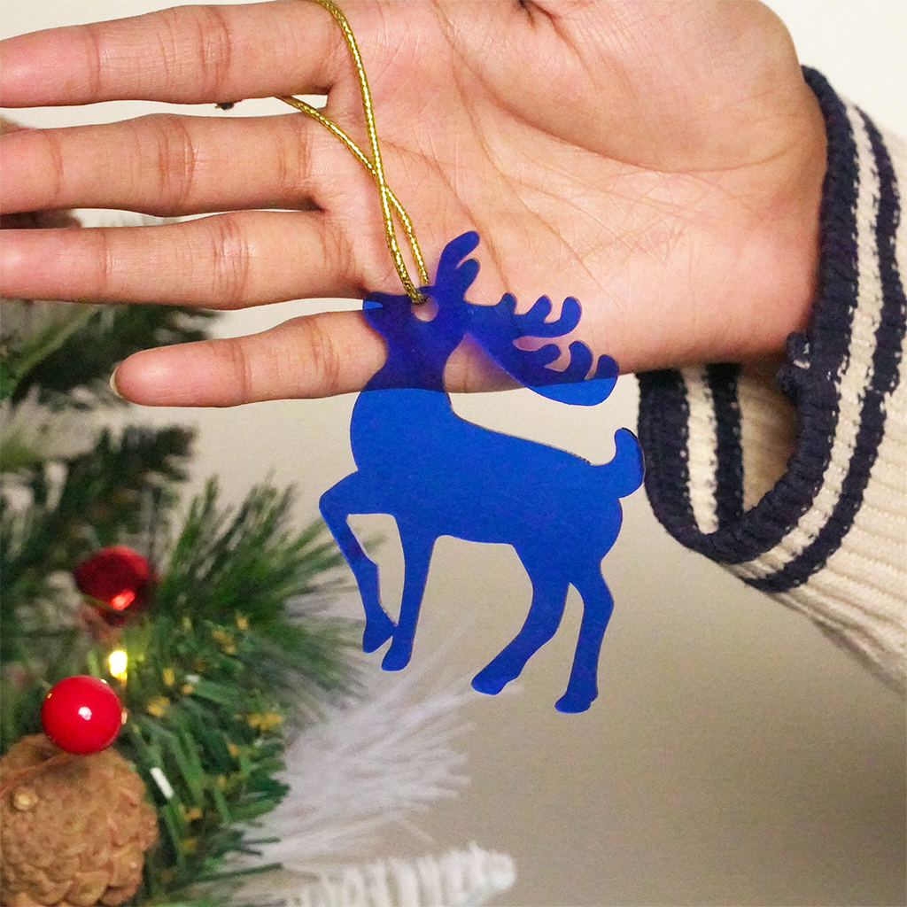 Blue Deer designed Christmas Decoration Ornaments- Set of 2