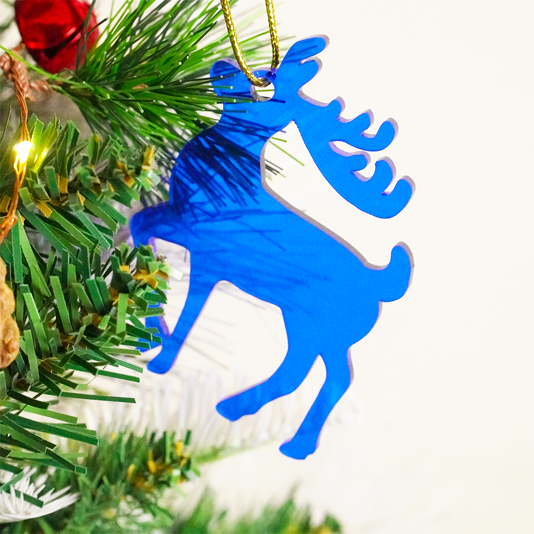 Blue Deer designed Christmas Decoration Ornaments- Set of 2