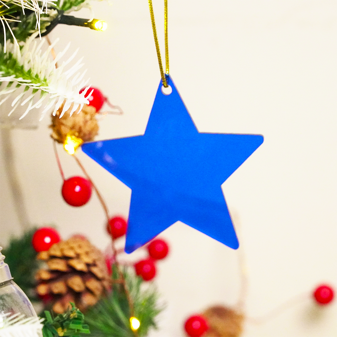 Blue Star designed Christmas Decoration Ornaments- Set of 2