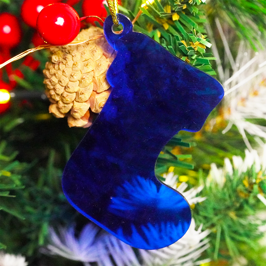 Blue Socks designed Christmas Decoration Ornaments- Set of 2