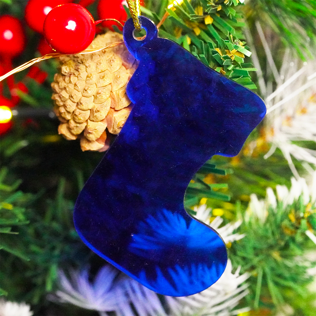 Blue Socks designed Christmas Decoration Ornaments- Set of 2
