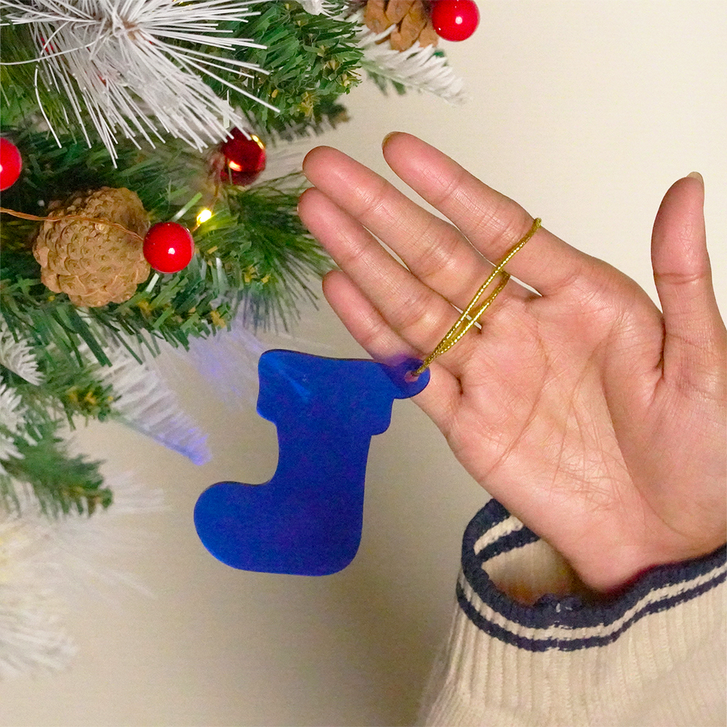 Blue Socks designed Christmas Decoration Ornaments- Set of 2
