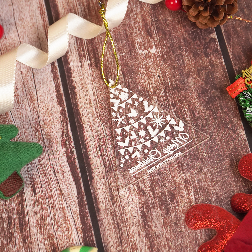 Set of 2 Acrylic Christmas Tree Ornament – Premium Hanging Decoration (8 cm)