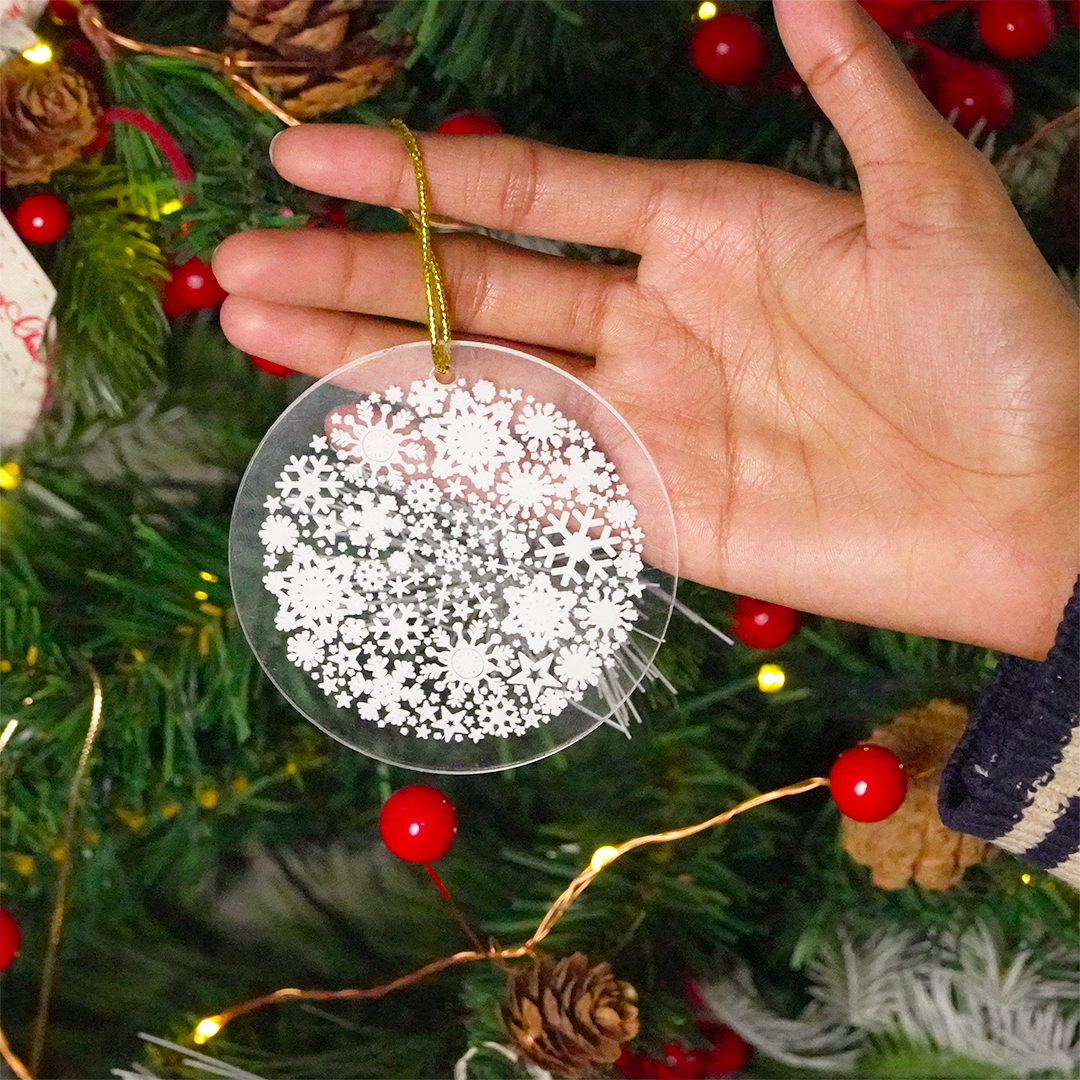 Set of 2 Acrylic Snowburst Ornament Set – Premium Winter Décor