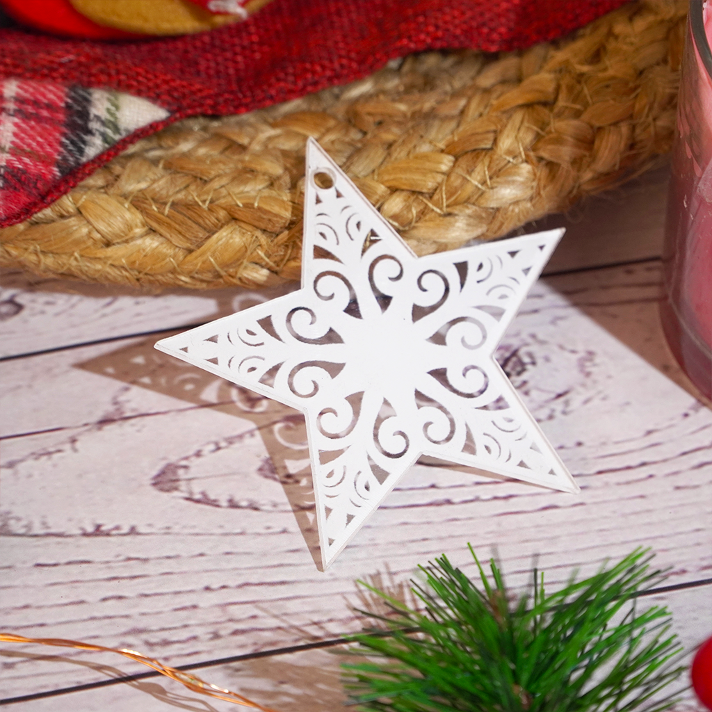 Set of 2 Acrylic Star Christmas Ornament – Elegant Clear Festive Hanging Décor