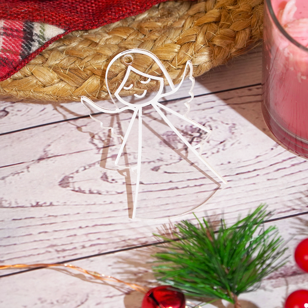 Set of 2 Acrylic Angel Christmas Ornament – Cute Holiday Hanging Décor (8cm)