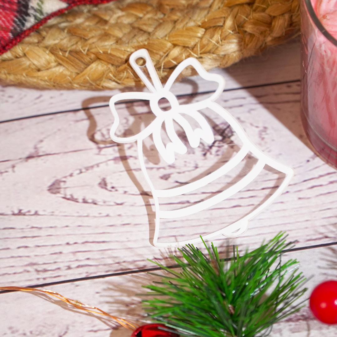 Set of 2 Acrylic Christmas Bell Ornaments – Elegant Hanging Décor (8 cm)