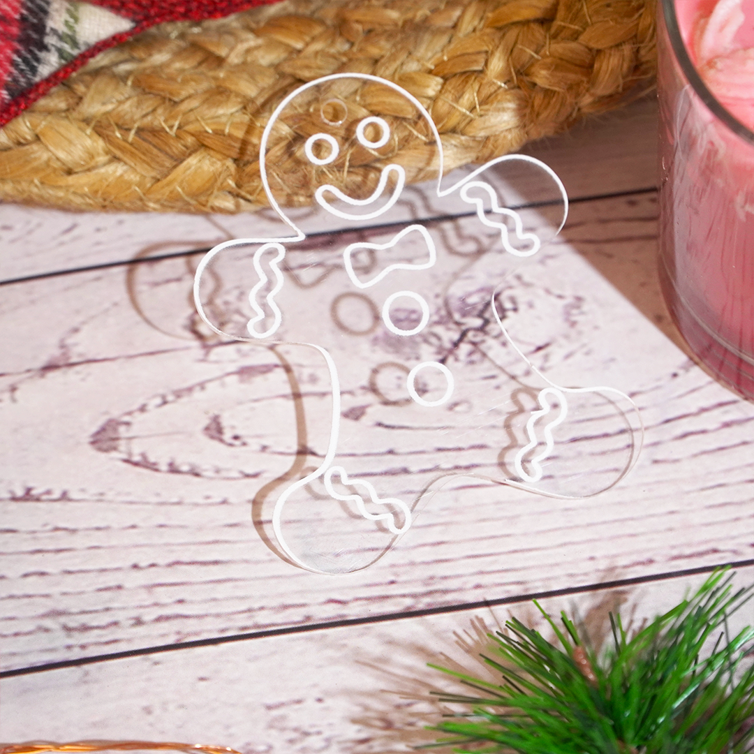 2 pcs Acrylic Gingerbread Man Ornaments – Cute Clear Christmas Decoration Set