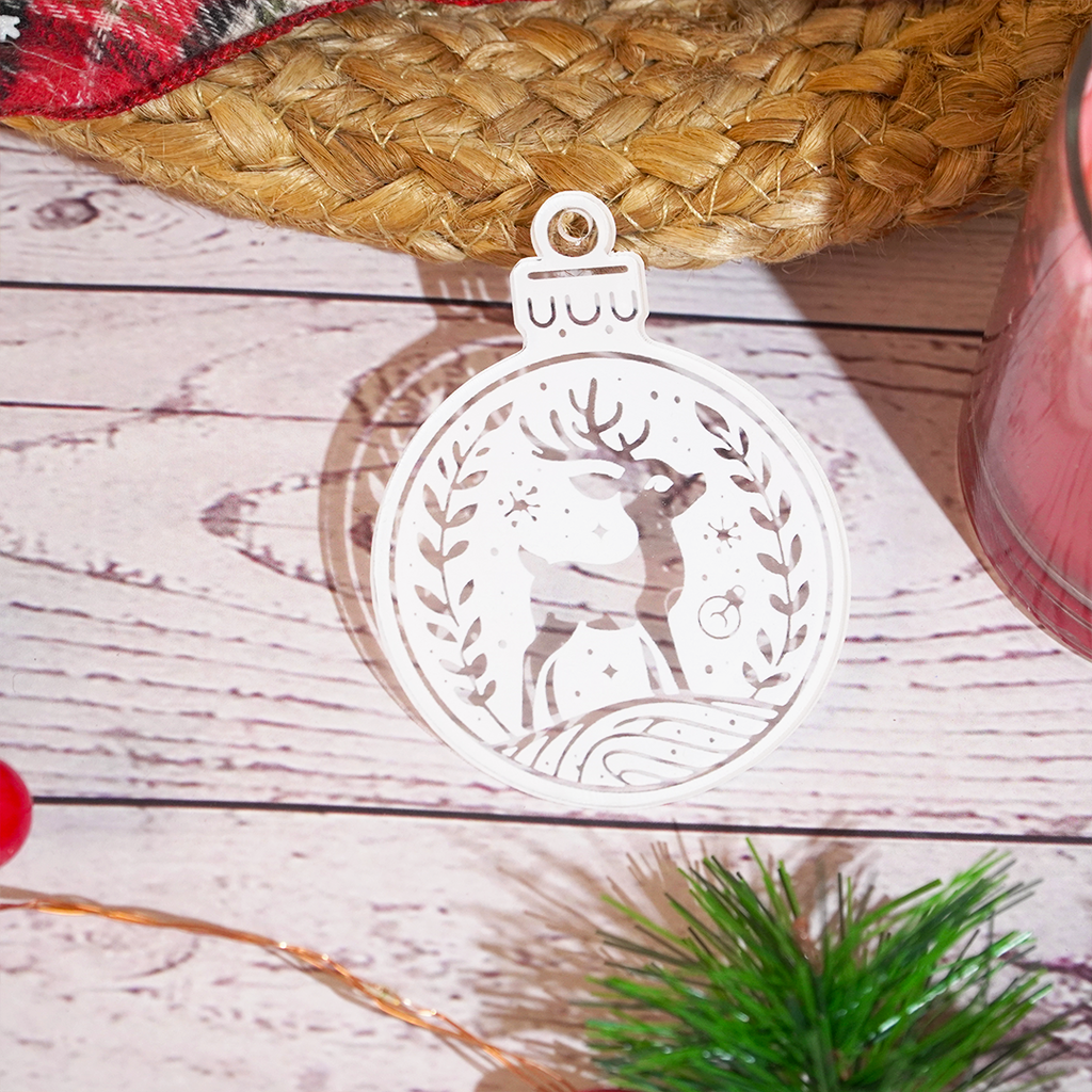 SET OF 2 Elegant Reindeer Christmas Ornament – Premium Acrylic Hanging Décor
