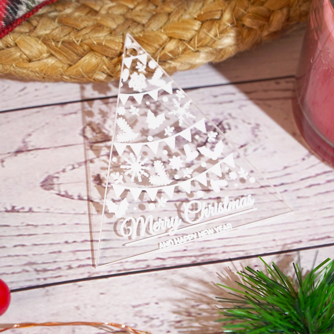 Set of 2 Acrylic Christmas Tree Ornament – Premium Hanging Decoration (8 cm)