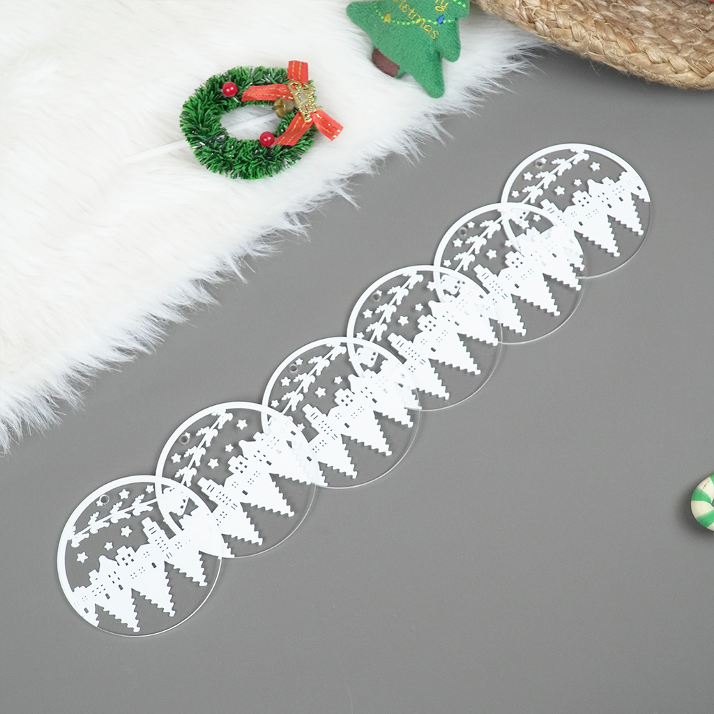 Set of 2 Acrylic Christmas Cityscape Ornaments – Hanging Décor