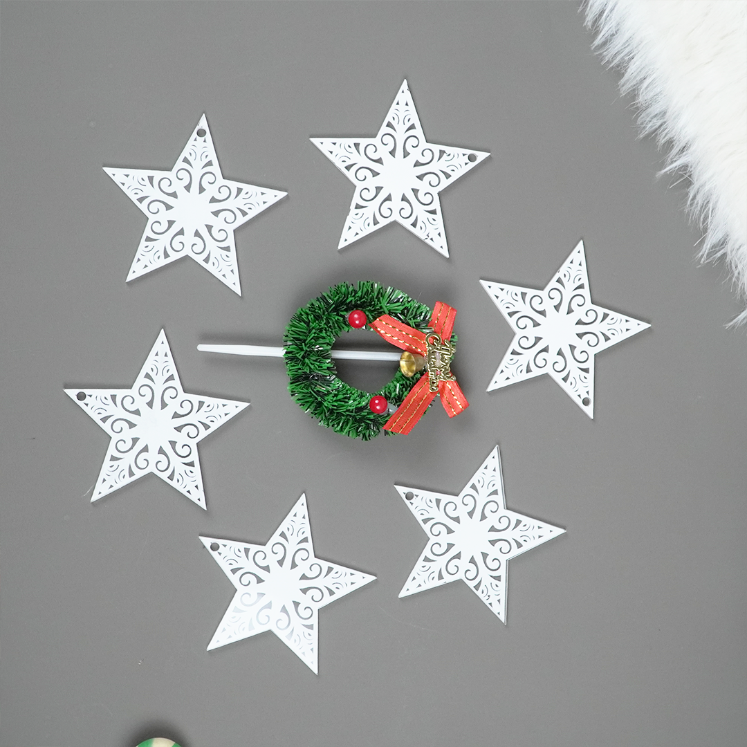 Set of 2 Acrylic Star Christmas Ornament – Elegant Clear Festive Hanging Décor
