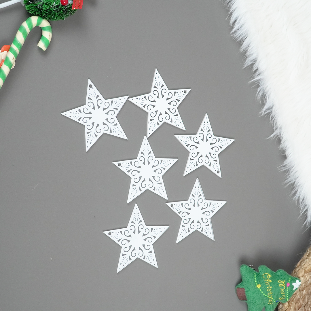 Set of 2 Acrylic Star Christmas Ornament – Elegant Clear Festive Hanging Décor