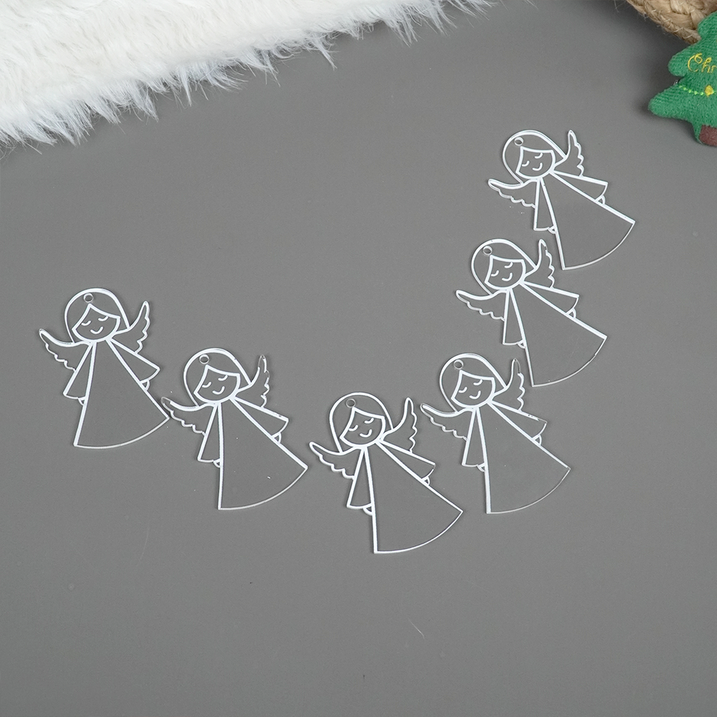 Set of 2 Acrylic Angel Christmas Ornament – Cute Holiday Hanging Décor (8cm)