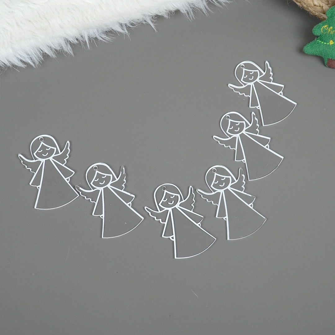 Set of 2 Acrylic Angel Christmas Ornament – Cute Holiday Hanging Décor (8cm)