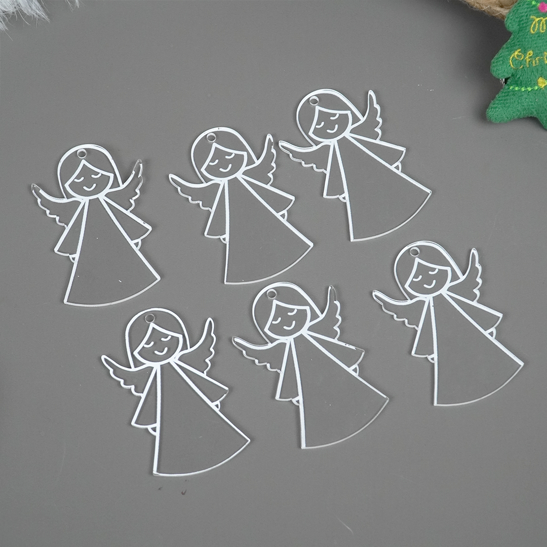Set of 2 Acrylic Angel Christmas Ornament – Cute Holiday Hanging Décor (8cm)