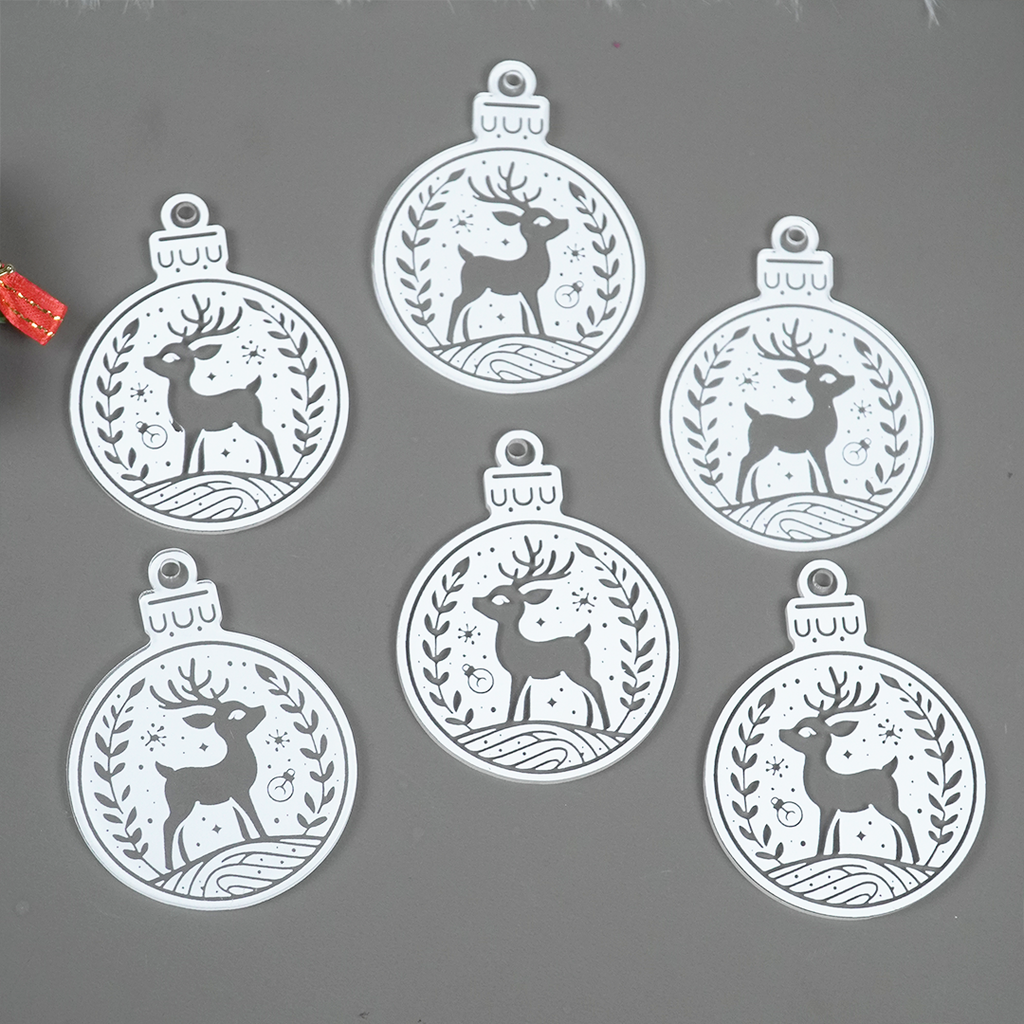 SET OF 2 Elegant Reindeer Christmas Ornament – Premium Acrylic Hanging Décor