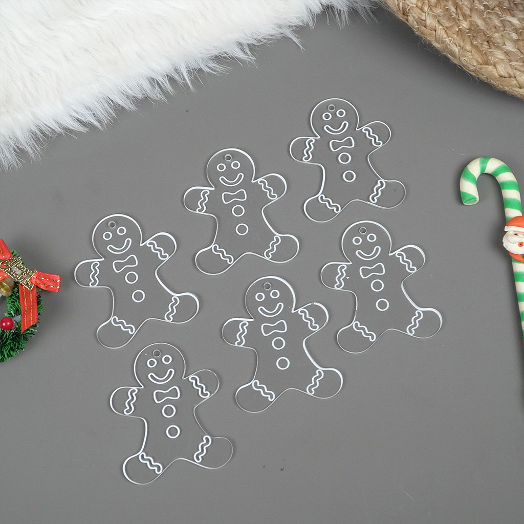 2 pcs Acrylic Gingerbread Man Ornaments – Cute Clear Christmas Decoration Set